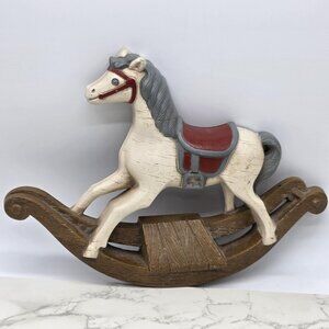 Vintage Burwood Rocking Horse Wall Hanging Plaque Decor Nursery 13x9 Made in USA